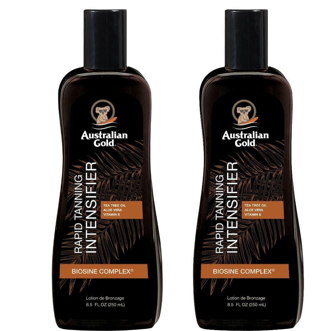 Australian Gold Rapid Tanning Intensifier Lotion, 8.5 Fl Oz (2 Pack) - with Tea Tree Oil, Aloe Vera & Vitamin E Avelisse