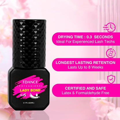 TDANCE Eyelash Extension Glue – 0.3 Sec Dry, 7 Weeks Retention, Professional Lash Adhesive (5ml / 0.17 fl oz) Avelisse