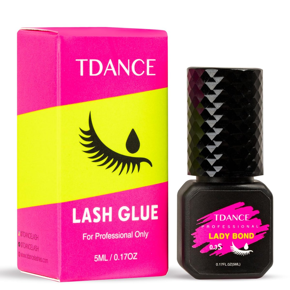 TDANCE Eyelash Extension Glue – 0.3 Sec Dry, 7 Weeks Retention, Professional Lash Adhesive (5ml / 0.17 fl oz) Avelisse