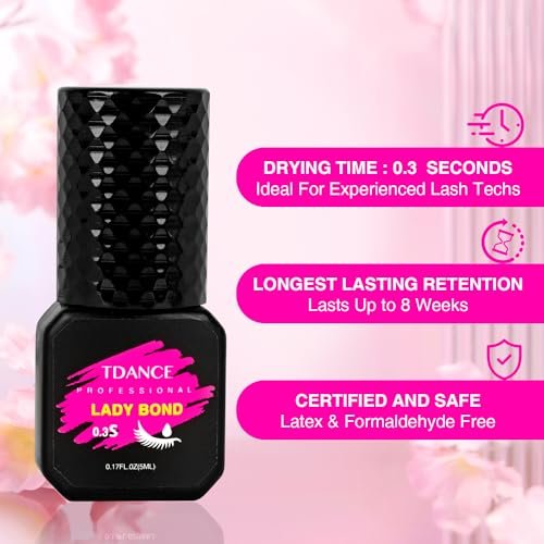 TDANCE Eyelash Extension Glue – 0.3 Sec Dry, 7 Weeks Retention, Professional Lash Adhesive (5ml / 0.17 fl oz) Avelisse