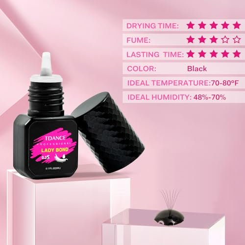 TDANCE Eyelash Extension Glue – 0.3 Sec Dry, 7 Weeks Retention, Professional Lash Adhesive (5ml / 0.17 fl oz) Avelisse