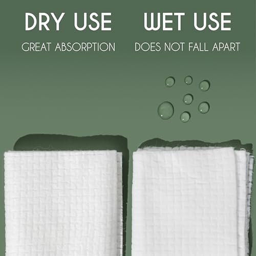 Whistle Wellness Disposable Face Towel 10"×12" - Plant Based Ultra Soft, XL Makeup Remover Dry Wipes for Sensitive Skin, 50 Count Avelisse