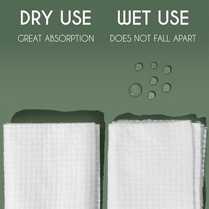 Whistle Wellness Disposable Face Towel 10"×12" - Plant Based Ultra Soft, XL Makeup Remover Dry Wipes for Sensitive Skin, 50 Count Avelisse