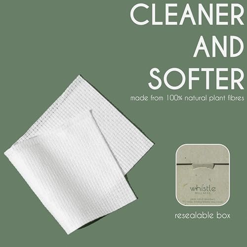 Whistle Wellness Disposable Face Towel 10"×12" - Plant Based Ultra Soft, XL Makeup Remover Dry Wipes for Sensitive Skin, 50 Count Avelisse