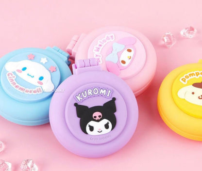 Kuromi's Travel Size Mini Hairbrush - Foldable with Mirror - Officially Licensed Purple Plastic Brush