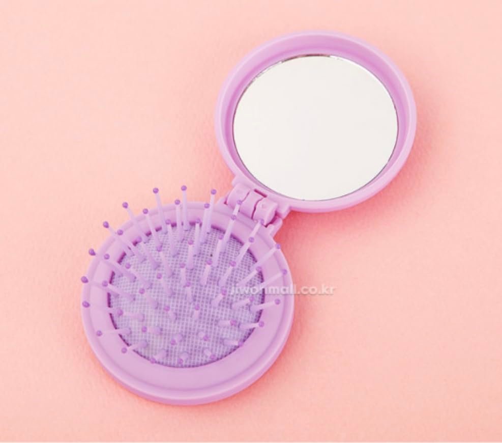 Kuromi's Travel Size Mini Hairbrush - Foldable with Mirror - Officially Licensed Purple Plastic Brush - görsel 3