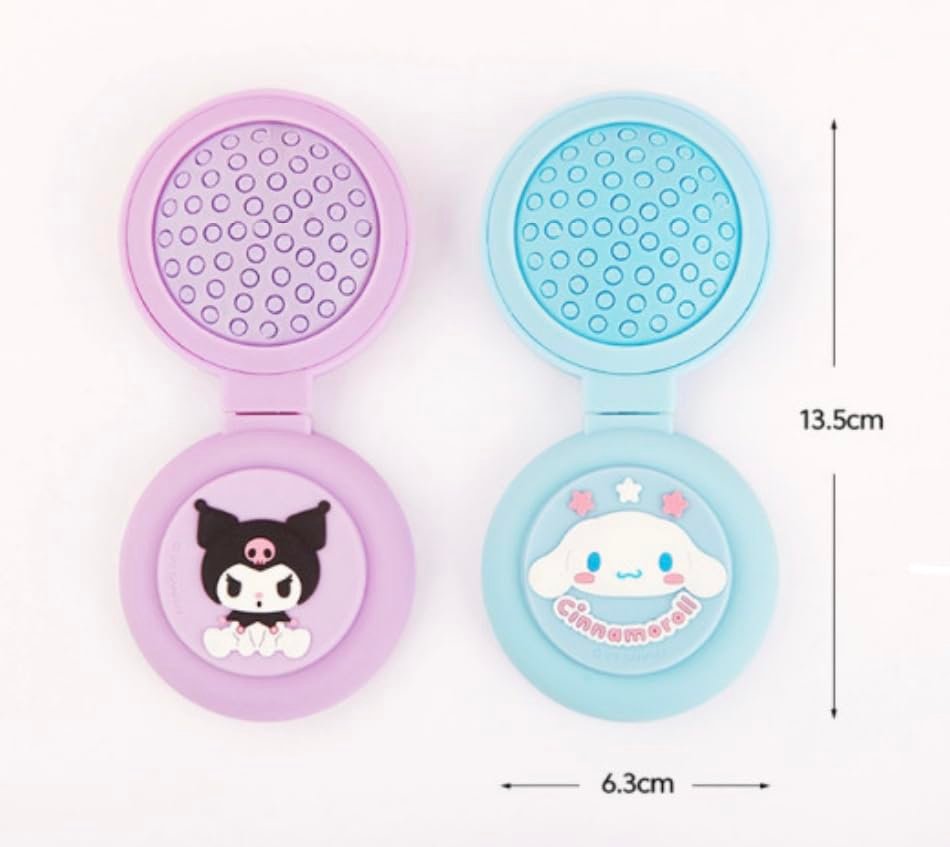 Kuromi's Travel Size Mini Hairbrush - Foldable with Mirror - Officially Licensed Purple Plastic Brush - görsel 5