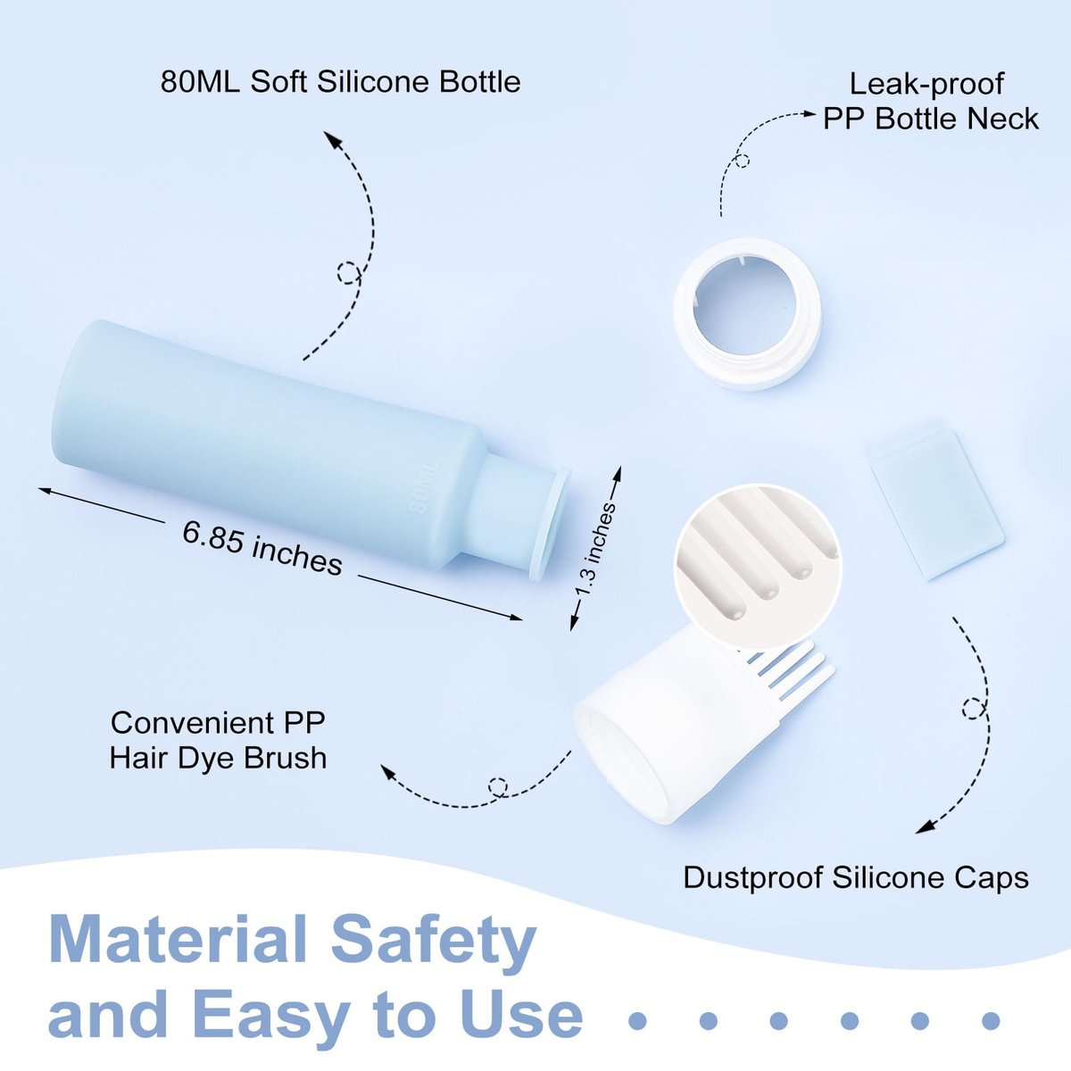 Lapfoon 2-Pack Silicone Hair Oil Applicator Bottles – 2.7 oz Root Comb Applicator for Hair Dye, Scalp Oil, and Hair Treatments - görsel 3