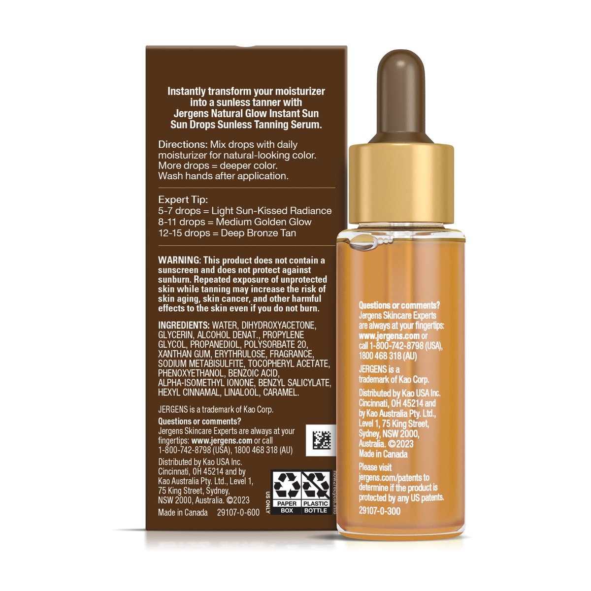 Jergens Natural Glow Instant Sun Drops - Sunless Tanning Drops for Face and Body - Oil Free - 1 Fl Oz Avelisse