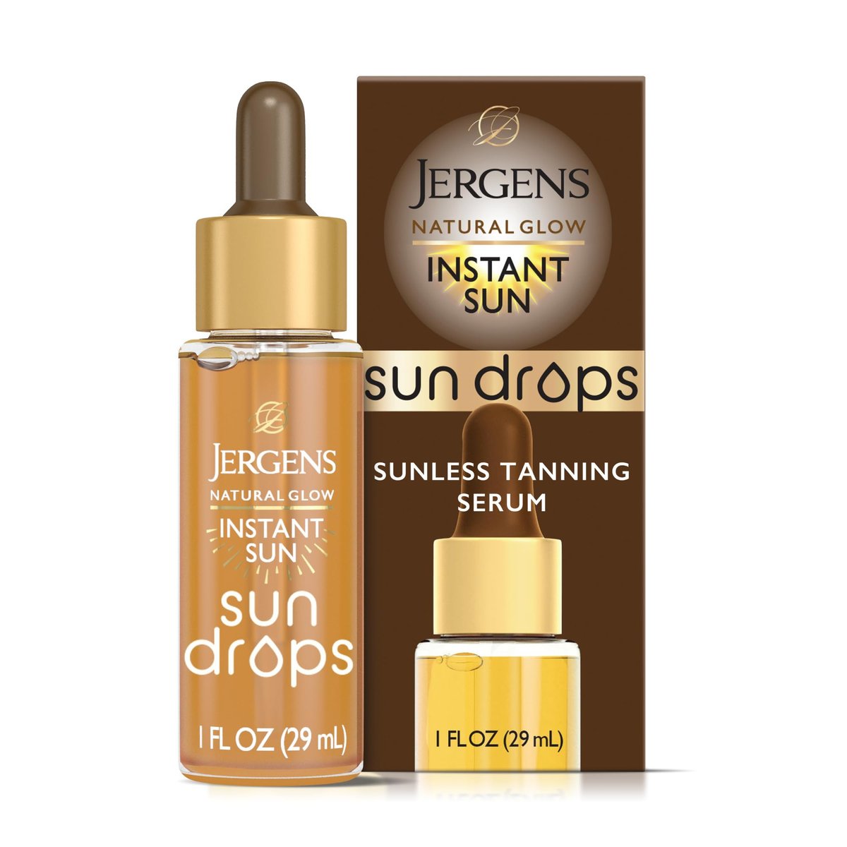 Jergens Natural Glow Instant Sun Drops - Sunless Tanning Drops for Face and Body - Oil Free - 1 Fl Oz Avelisse