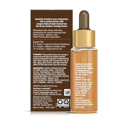 Jergens Natural Glow Instant Sun Drops - Sunless Tanning Drops for Face and Body - Oil Free - 1 Fl Oz Avelisse