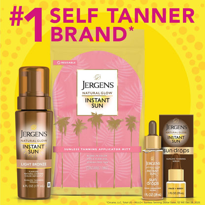 Jergens Natural Glow Instant Sun Drops - Sunless Tanning Drops for Face and Body - Oil Free - 1 Fl Oz Avelisse