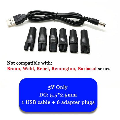 7-Pack 5V USB Charging Cord Set for Hair Clippers, Trimmers, Shavers & Beauty Devices