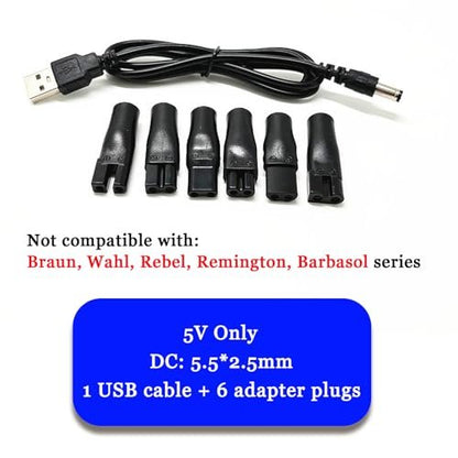 7-Pack 5V USB Charging Cord Set for Hair Clippers, Trimmers, Shavers & Beauty Devices