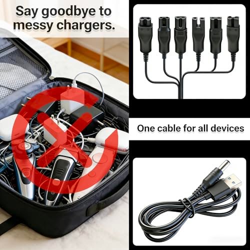 7-Pack 5V USB Charging Cord Set for Hair Clippers, Trimmers, Shavers & Beauty Devices - görsel 9