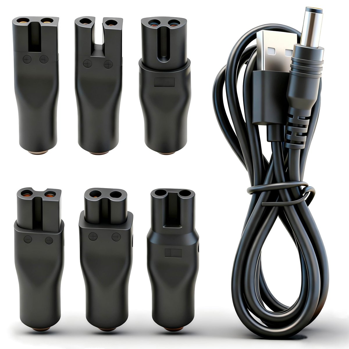7-Pack 5V USB Charging Cord Set for Hair Clippers, Trimmers, Shavers & Beauty Devices - görsel 2