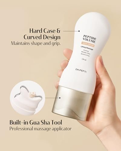 DR. PEPTI Neck Firming Cream with Built-In Gua Sha Massager – 25 Peptides & Collagen for Turkey Neck, Tech Neck & Crepey Skin – Tightening & Lifting Neck Cream, 4.2 fl oz Avelisse