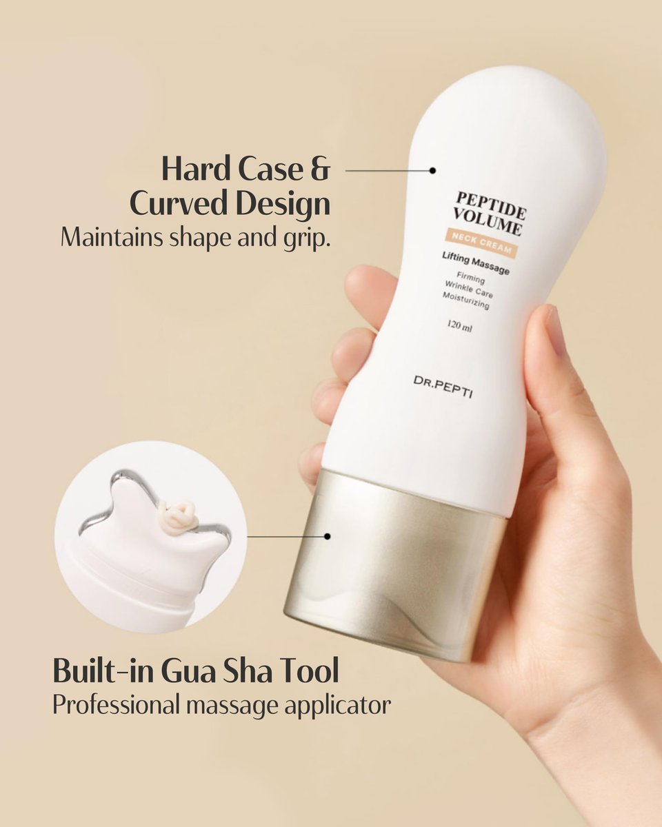 DR. PEPTI Neck Firming Cream with Built-In Gua Sha Massager – 25 Peptides & Collagen for Turkey Neck, Tech Neck & Crepey Skin – Tightening & Lifting Neck Cream, 4.2 fl oz Avelisse