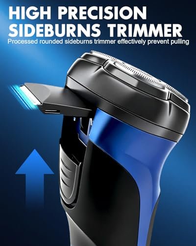 LOBINH Electric Razor for Men with Pop-up Trimmer, 3D Floating Cordless Shaver, Rechargeable Type-C, Long Runtime, Deep Blue Avelisse
