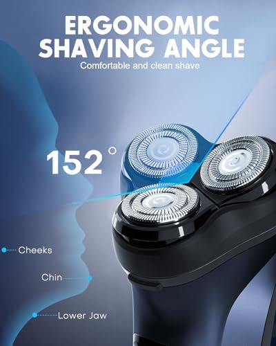 LOBINH Electric Razor for Men with Pop-up Trimmer, 3D Floating Cordless Shaver, Rechargeable Type-C, Long Runtime, Deep Blue Avelisse