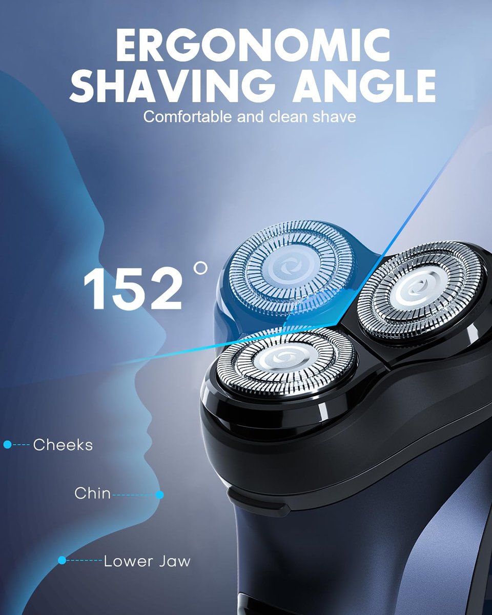 LOBINH Electric Razor for Men with Pop-up Trimmer, 3D Floating Cordless Shaver, Rechargeable Type-C, Long Runtime, Deep Blue Avelisse