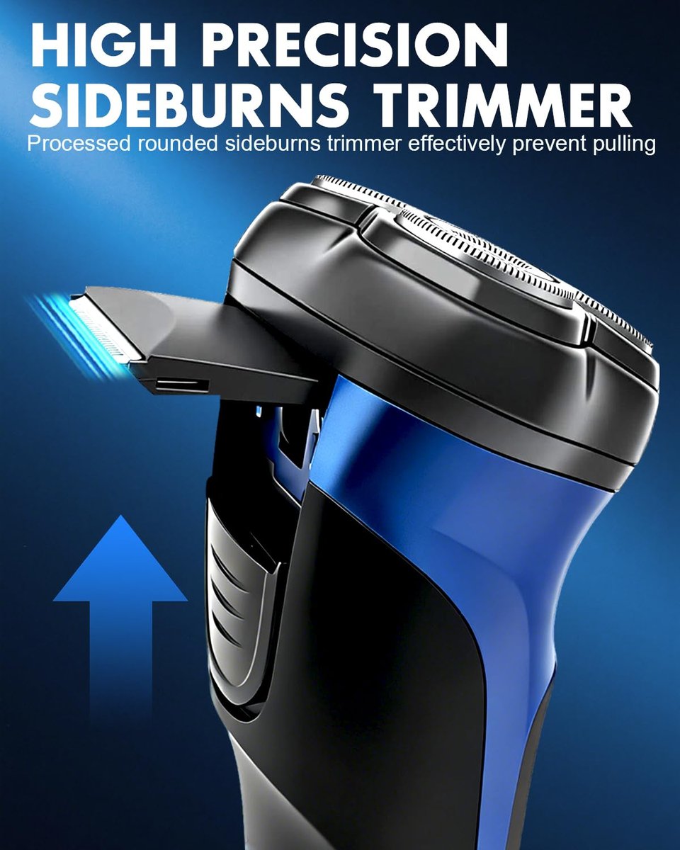 LOBINH Electric Razor for Men with Pop-up Trimmer, 3D Floating Cordless Shaver, Rechargeable Type-C, Long Runtime, Deep Blue Avelisse