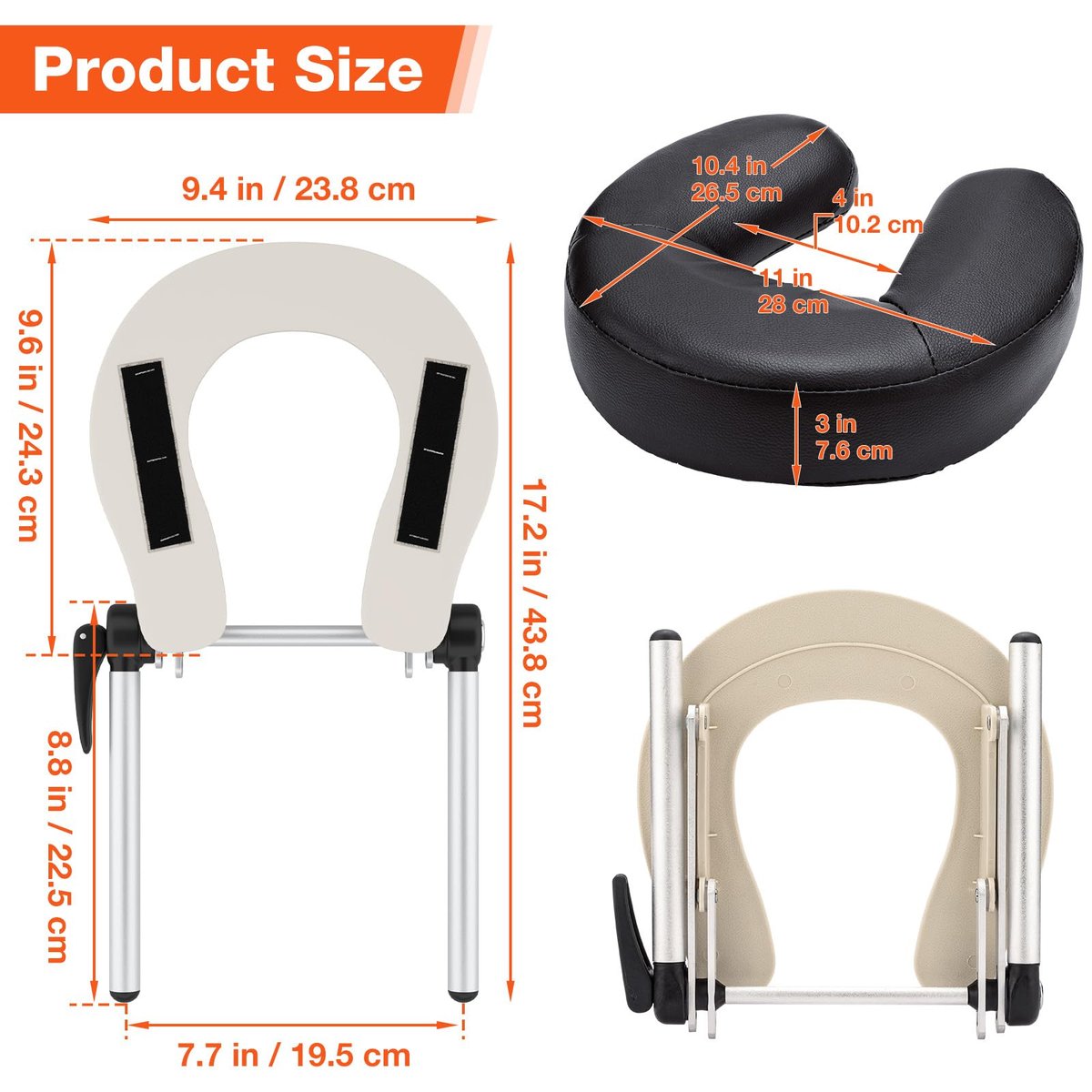 Udefineit Adjustable Massage Table Face Cradle & Pillow – Headrest Platform with Face Cushion for SPA, Bed, or Chair Avelisse