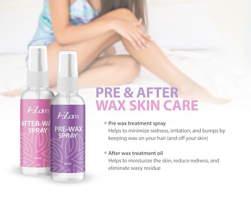 AZAM All-in-One At Home Waxing Kit for Hair Removal – Wax Pot, 4 Pack Hard Beads, Silicone Bowl, 2 Treatment Oils & More, Full Body Warmer Avelisse