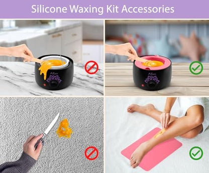 AZAM All-in-One At Home Waxing Kit for Hair Removal – Wax Pot, 4 Pack Hard Beads, Silicone Bowl, 2 Treatment Oils & More, Full Body Warmer Avelisse