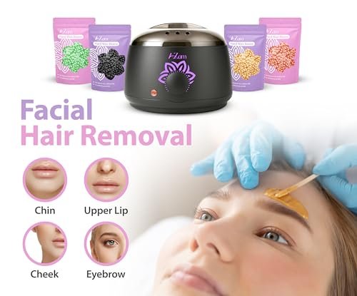 AZAM All-in-One At Home Waxing Kit for Hair Removal – Wax Pot, 4 Pack Hard Beads, Silicone Bowl, 2 Treatment Oils & More, Full Body Warmer Avelisse