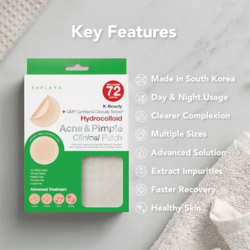 Saplaya K-Beauty Acne Care Hydrocolloid Patches - 100% Hydrocolloid Acne Spot Healing Patch for Pimple Care - görsel 6