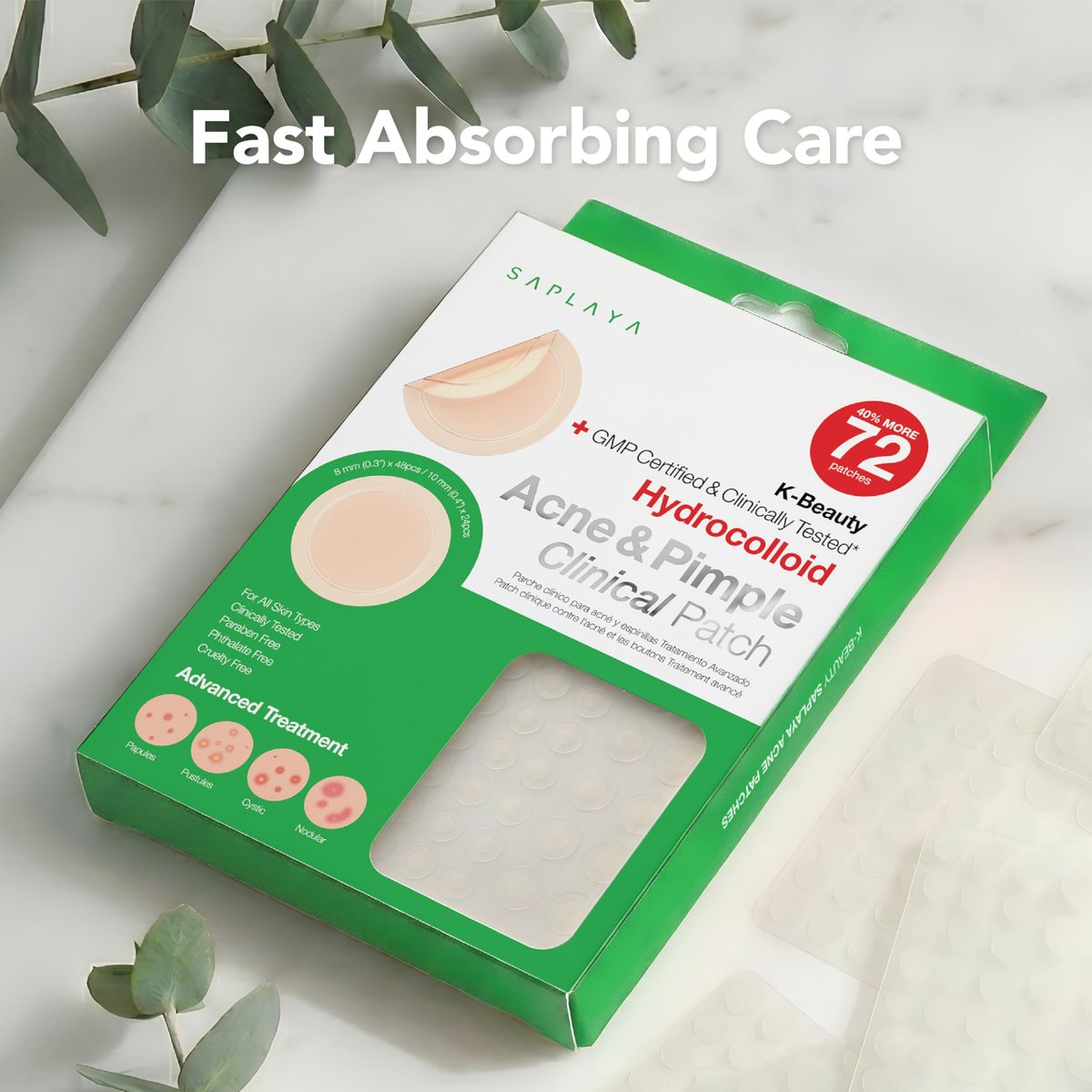 Saplaya K-Beauty Acne Care Hydrocolloid Patches - 100% Hydrocolloid Acne Spot Healing Patch for Pimple Care - görsel 11