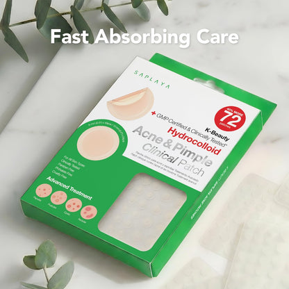Saplaya K-Beauty Acne Care Hydrocolloid Patches - 100% Hydrocolloid Acne Spot Healing Patch for Pimple Care