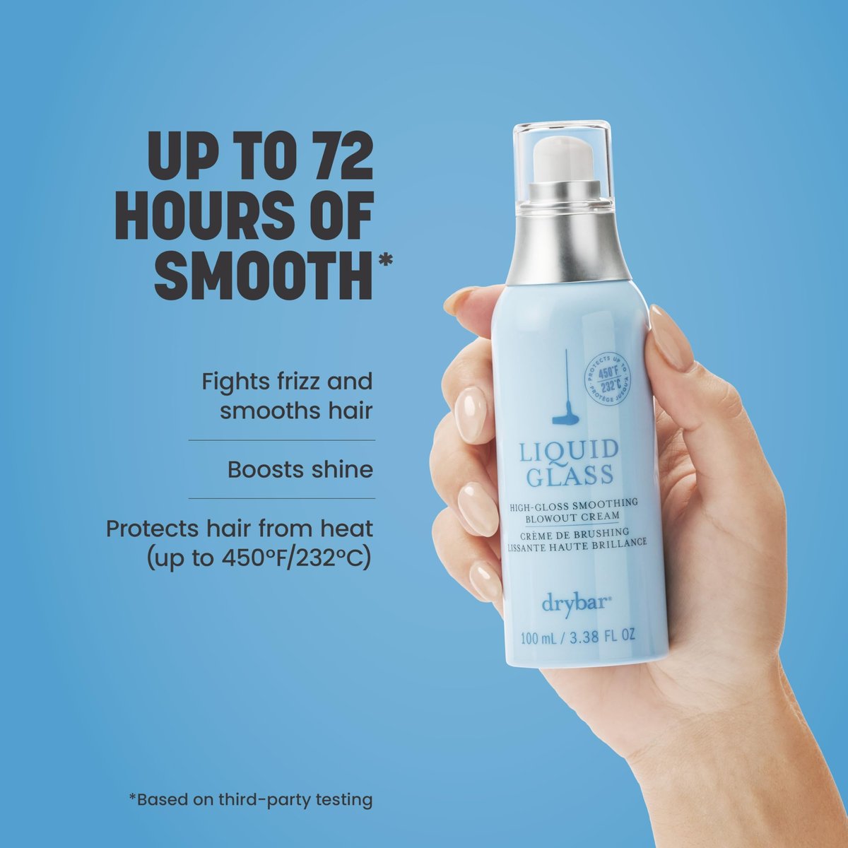 Drybar Liquid Glass High-Gloss Smoothing Blowout Cream - Reduces Frizz, Smooths & Shines, Heat Protectant up to 450°F, 3.38 Fl Oz Avelisse