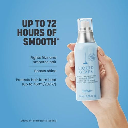 Drybar Liquid Glass High-Gloss Smoothing Blowout Cream - Reduces Frizz, Smooths & Shines, Heat Protectant up to 450°F, 3.38 Fl Oz Avelisse