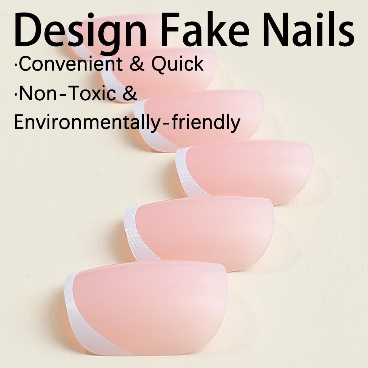 White French Tip Press on Nails Short Square Fake Nails Pink Glossy Acrylic Glue on Nails Reusable Stick on Nails for Women and Girls DIY Nails Art Decoration 24pcs - görsel 5