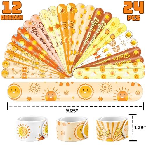 72 PCS Boho Sun Party Favors: Temporary Tattoos & Slap Bracelets - Cute Sunshine-Themed Gifts for Kids, Girls, Boys - Birthday, Baby Shower, Classroom Rewards - görsel 8