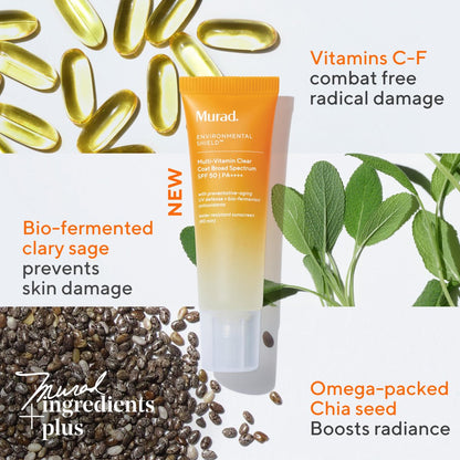 Murad Multi-Vitamin Clear Coat Sunscreen SPF 50 – Lightweight Broad-Spectrum SPF with Vitamins C-F, Bio-Fermented Clary Sage, and Chia Seed Nourishes Skin with No White Cast – 1.7 Fl Oz Avelisse