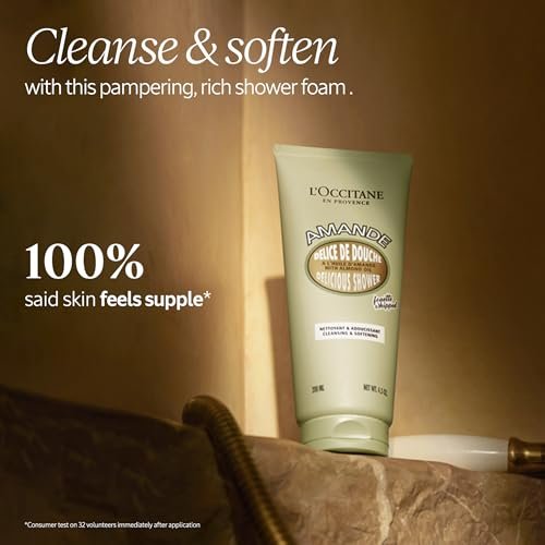 L’Occitane Almond Delicious Shower Gentle Body Wash – Moisturizing & Purifying Vegan Skincare for Radiant, Smooth Skin Avelisse