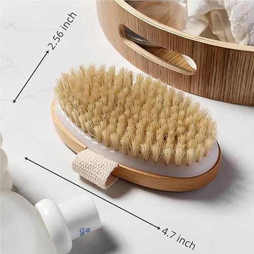 2 Pcs Dry Brushing Body Brush Set - Natural Bristle Exfoliating Scrubbers for Dead Skin, Cellulite, Lymphatic Drainage & Blood Circulation - görsel 10