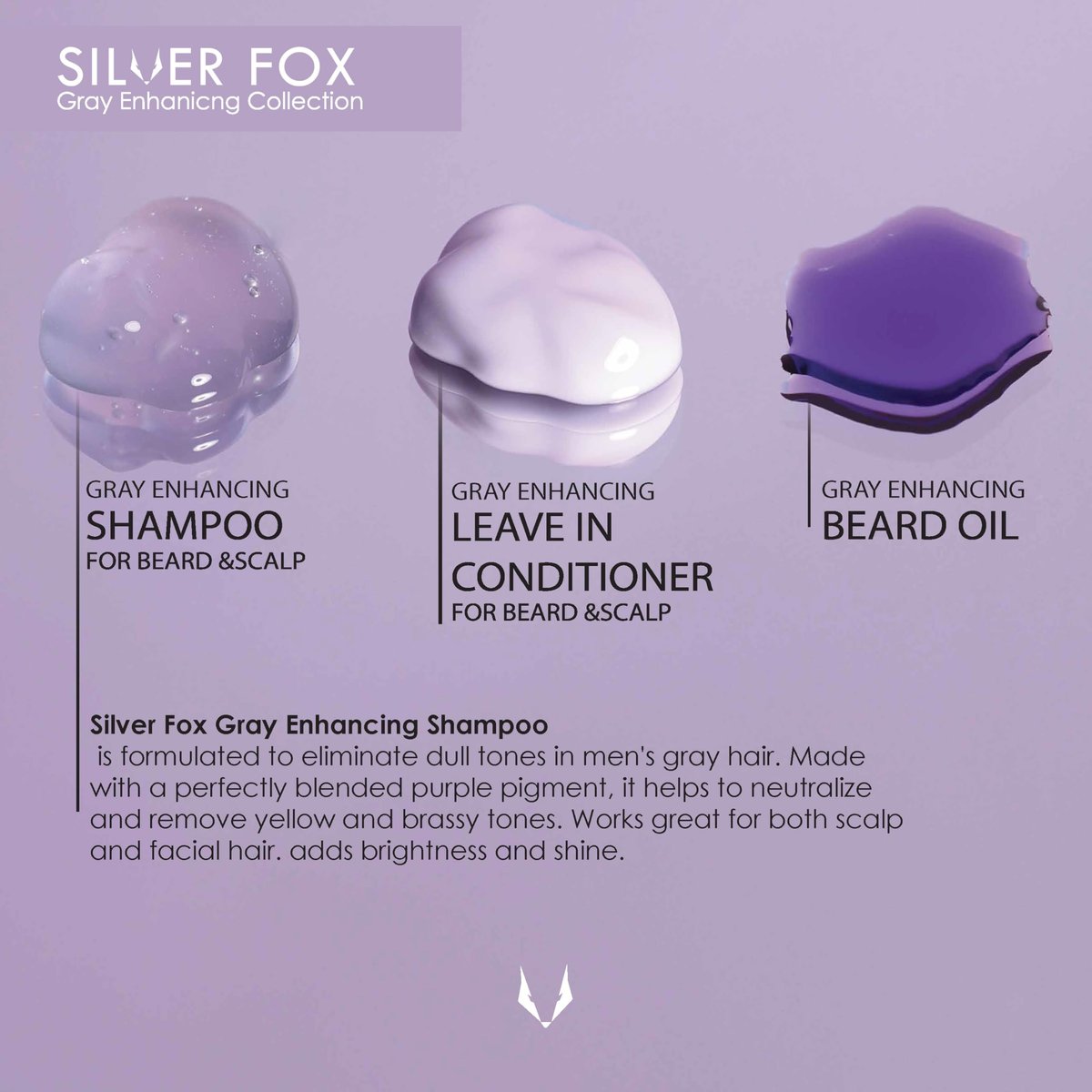 Godefroy Silver Fox Beard & Scalp Shampoo for Men – Gray Reducing, Removes Brassy Tones, Moisturizes & Nourishes (3.17 oz, Pack of 3) Avelisse