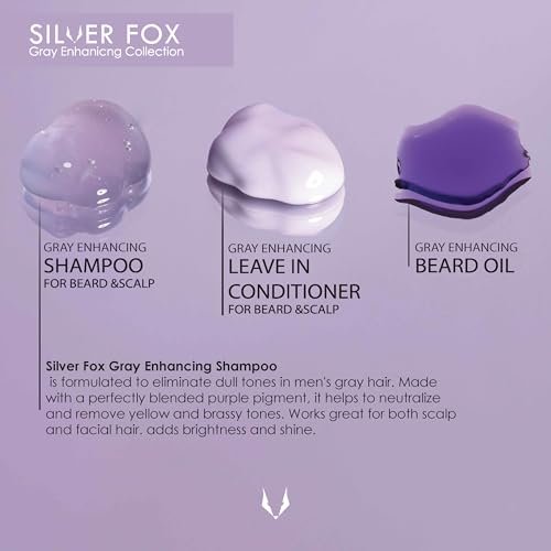 Godefroy Silver Fox Beard & Scalp Shampoo for Men – Gray Reducing, Removes Brassy Tones, Moisturizes & Nourishes (3.17 oz, Pack of 3) Avelisse