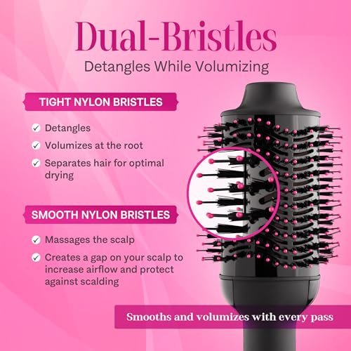 Asani 4-in-1 Hair Dryer Brush - Blow Dryer, Comb, Curling & Straightening Brush - Anti-Frizz Ceramic Titanium Barrel for All Hair Types (120V) Avelisse