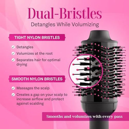 Asani 4-in-1 Hair Dryer Brush - Blow Dryer, Comb, Curling & Straightening Brush - Anti-Frizz Ceramic Titanium Barrel for All Hair Types (120V) Avelisse