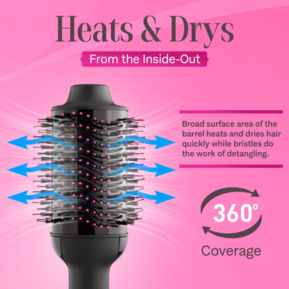Asani 4-in-1 Hair Dryer Brush - Blow Dryer, Comb, Curling & Straightening Brush - Anti-Frizz Ceramic Titanium Barrel for All Hair Types (120V) Avelisse