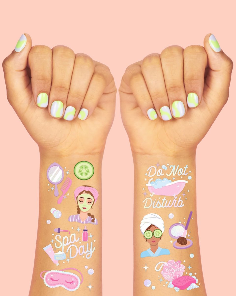 xo, Fetti Girls Spa Party Temporary Tattoos - 62 Styles | Slumber Party Birthday Supplies, Self Care Goodie Bag Favors, Cute Decorations, Easter Basket, Stocking Stuffer, Sleepover Accessory Activity - görsel 5