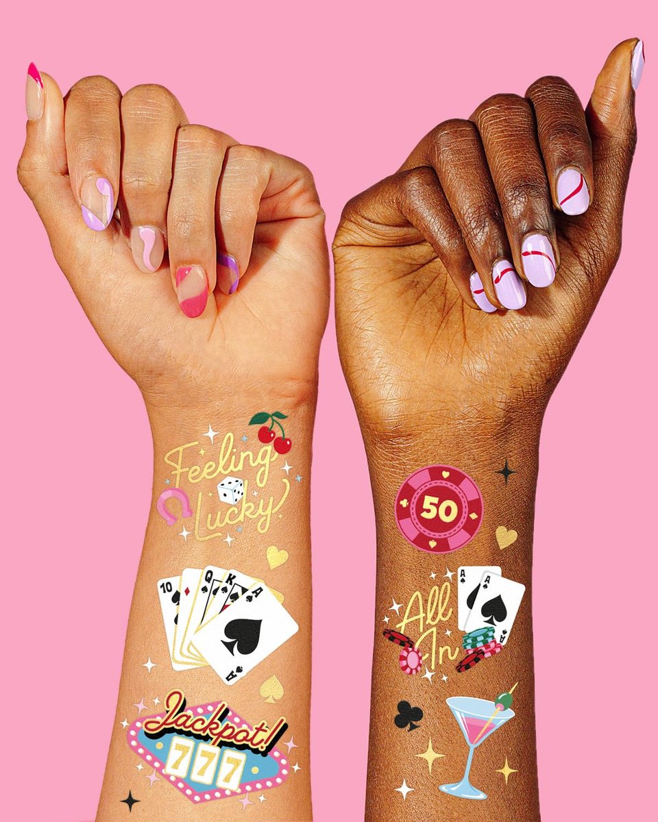 xo, Fetti Casino Temporary Tattoos - 50 Gold Foil | Bachelorette Decorations, Las Vegas Theme Party Favors, Birthday Accessory, Game Night Gift, Dice Decor - görsel 5
