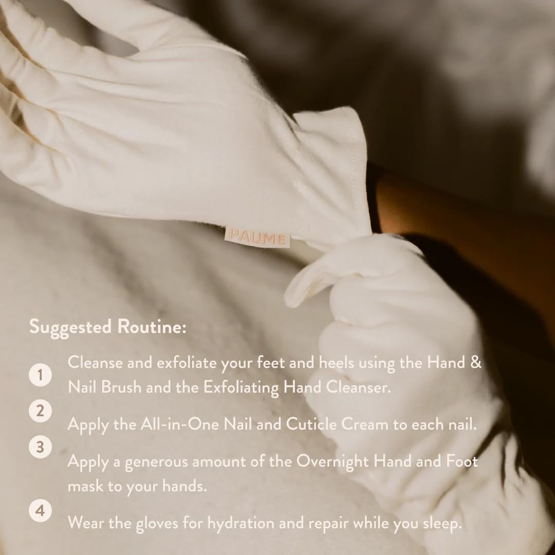 PAUME Overnight Hydration Gloves – 100% Organic Cotton Moisturizing Gloves for Dry, Cracked Hands (1 Pair, White) Avelisse
