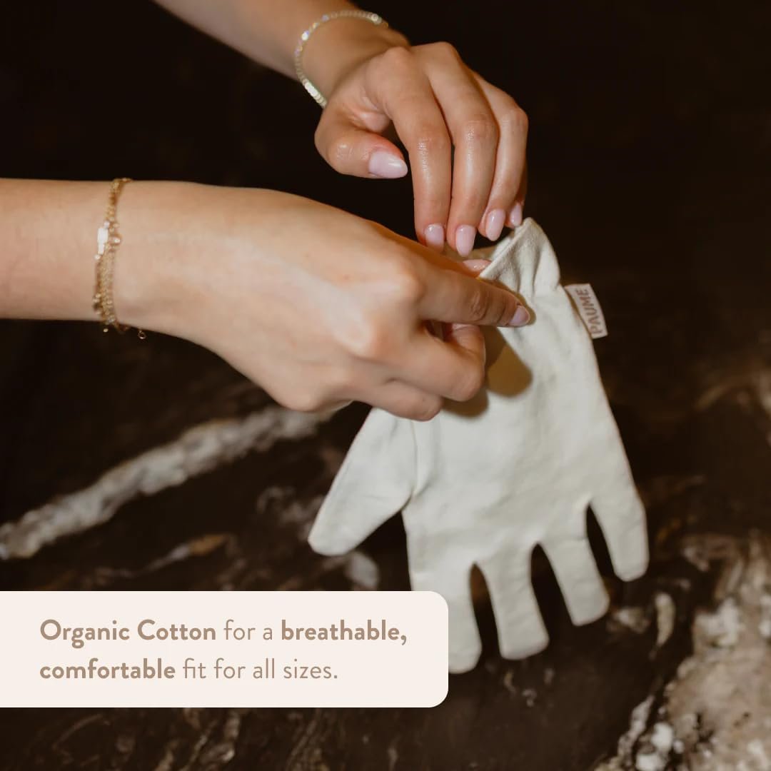 PAUME Overnight Hydration Gloves – 100% Organic Cotton Moisturizing Gloves for Dry, Cracked Hands (1 Pair, White) Avelisse