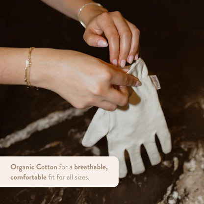 PAUME Overnight Hydration Gloves – 100% Organic Cotton Moisturizing Gloves for Dry, Cracked Hands (1 Pair, White) Avelisse